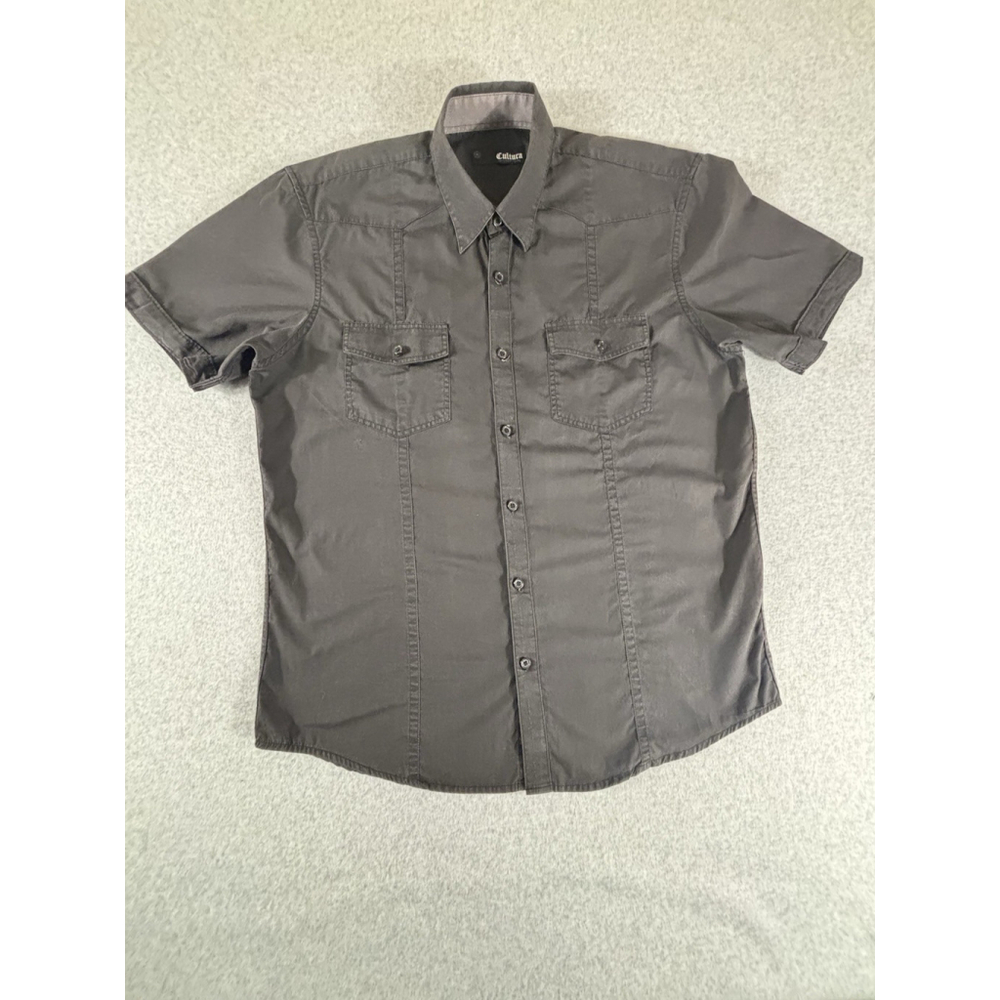 Men’s Cultura International Short Sleeve Western Snap Front & Pockets Gray L